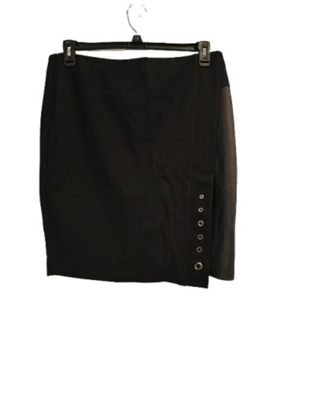 Insight New York Black Faux Leather Textured Wrap Skirt Grommet Accent Size 12